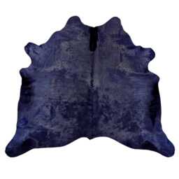 Navy Blue Dyed Genuine Cowhide Rug - Dark Tone Unique Hair On Hide - thumbnail 1