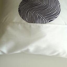 White Geometric Decorative Pillow, & Blue Circle Embroidery Throw Pillow Cover, 16x16 Inches, Minimal Decorative Pillow - thumbnail 3