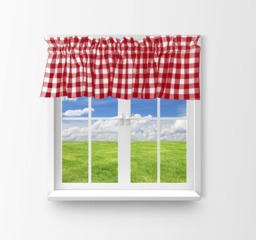 Gingham Checker Cotton Window Valance Curtain Top/Treatment Kitchen Bedroom Classroom Diner Rv Home D??cor - thumbnail 1