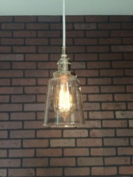 "Industrial Pendant -Chrome 4 1/2"" Clear Glass Cone Shade With Patented ""Huila Connectors"