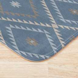 Plush Bath Mat, Southwestern Geometric, Denim Blue Beige, Desert Cowboy Rug, Western Bathroom Decor, Modern Boho Rug - thumbnail 3