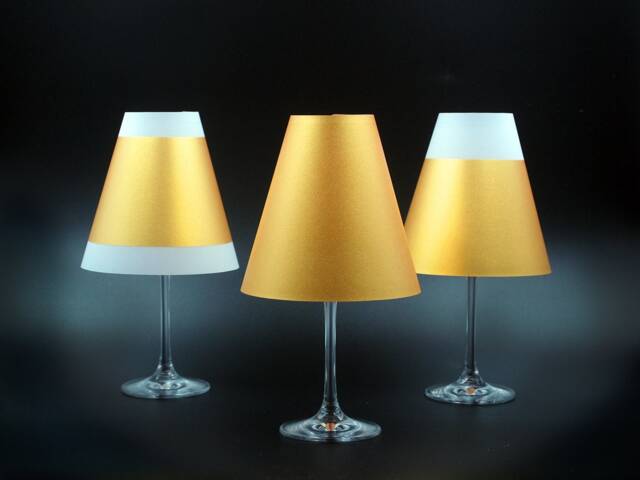 Poetry Light - 3 Golden Wine Glass Parchment Lampshades For Tea Or Led Lights - image 1