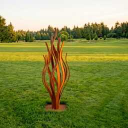 Rustic Metal Flame Sculpture Abstract Steel Art For Garden - thumbnail 4