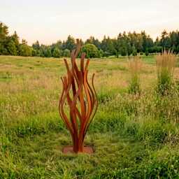Rustic Metal Flame Sculpture Abstract Steel Art For Garden - thumbnail 2