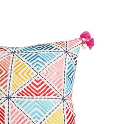 Embroidered Pillow Cover, Multicoloured, Handmade, Bohemian, Peruvian, 16x16 Inches - thumbnail 3