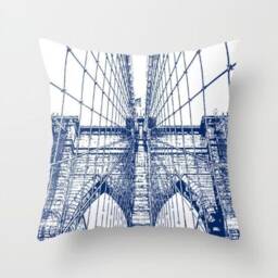 Brooklyn Bridge, Pillow Home Decor, Blue, Modern, Urban Decor, New York City, Accent Pillow, Decorative Pillow, Travel Decor, Dorm - thumbnail 1