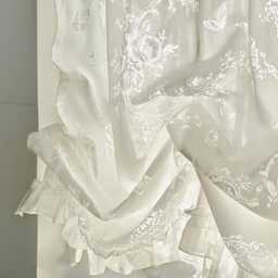 Romantic Chiffon Ruffle Tie-Up Curtain Adjustable Cafe Curtain - thumbnail 3