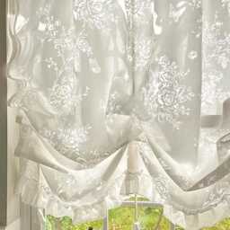 Romantic Chiffon Ruffle Tie-Up Curtain Adjustable Cafe Curtain - thumbnail 2