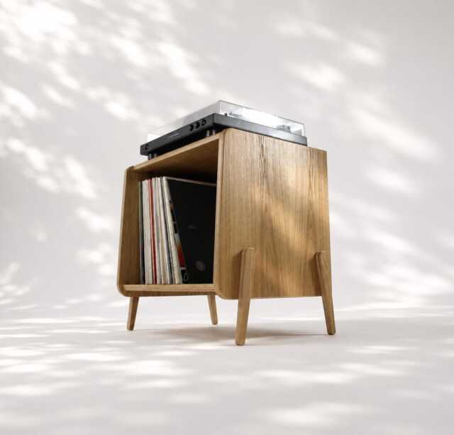 Harajuku Premium - Oak Record Player Stand Mid Century Vinyl Storage Cabinet - image 1
