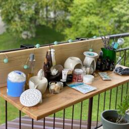Solid Oak Outdoor Balcony Desk Slim Timber Table - thumbnail 3