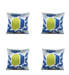 Set Of 4 Pcs, Ikat Pillow Cover, Silk & Cotton Pillow, 15.75 - thumbnail 1