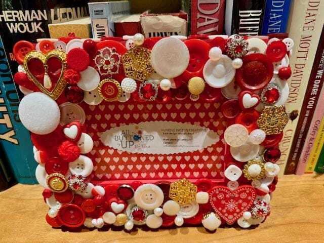 Hearts Button Frame in Red & White ~ Valentines Day Gift For Her Romantic Love Boho 4x6 Photo - image 1