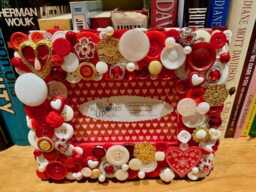 Hearts Button Frame in Red & White ~ Valentines Day Gift For Her Romantic Love Boho 4x6 Photo
