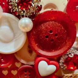 Hearts Button Frame in Red & White ~ Valentines Day Gift For Her Romantic Love Boho 4x6 Photo - thumbnail 4