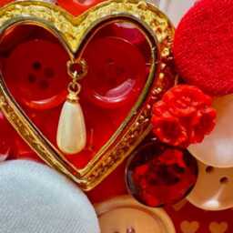 Hearts Button Frame in Red & White ~ Valentines Day Gift For Her Romantic Love Boho 4x6 Photo - thumbnail 2
