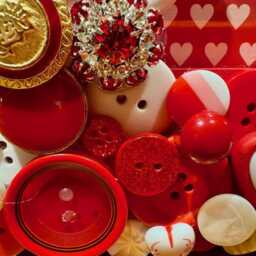 Hearts Button Frame in Red & White ~ Valentines Day Gift For Her Romantic Love Boho 4x6 Photo - thumbnail 3