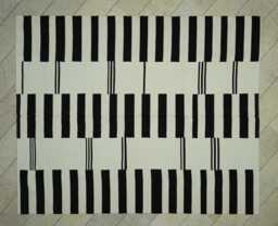 Striped Turkish Kilim Rug Brown & White Flat Woven Scandinavian Style Rugs 8x10 - thumbnail 1