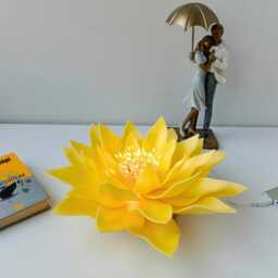 Lotus Small Table Lamp Fairy Flower Yellow Night Yoga Meditation Spiritual Decoration Cozy Usb - thumbnail 3