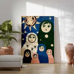 Matryoshka Doll Poster - Celestial Folk Art Illustration Russian Nesting Dolls Print - thumbnail 3