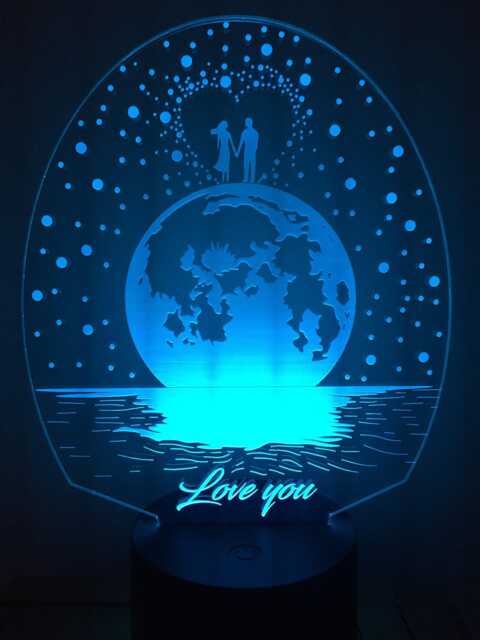 Love You Personalized 3D Illusion Smart App Control Night Light Bluetooth, Music, 7&16M Color Mobile App - image 1