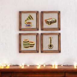Tabla Musical Instrument Wall Art, Embroidery & Applique in Hoop Or Wooden Frame - thumbnail 4