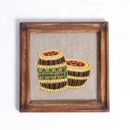 Tabla Musical Instrument Wall Art, Embroidery & Applique in Hoop Or Wooden Frame - thumbnail 2