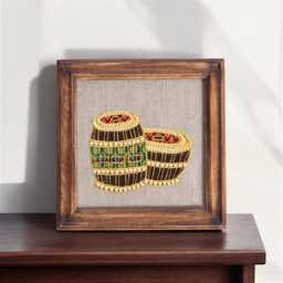 Tabla Musical Instrument Wall Art, Embroidery & Applique in Hoop Or Wooden Frame