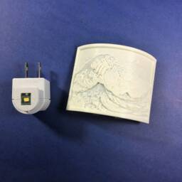 Kanagawa Wave Lithophane Night Light - Japanese Art Plug-In Lamp - thumbnail 2