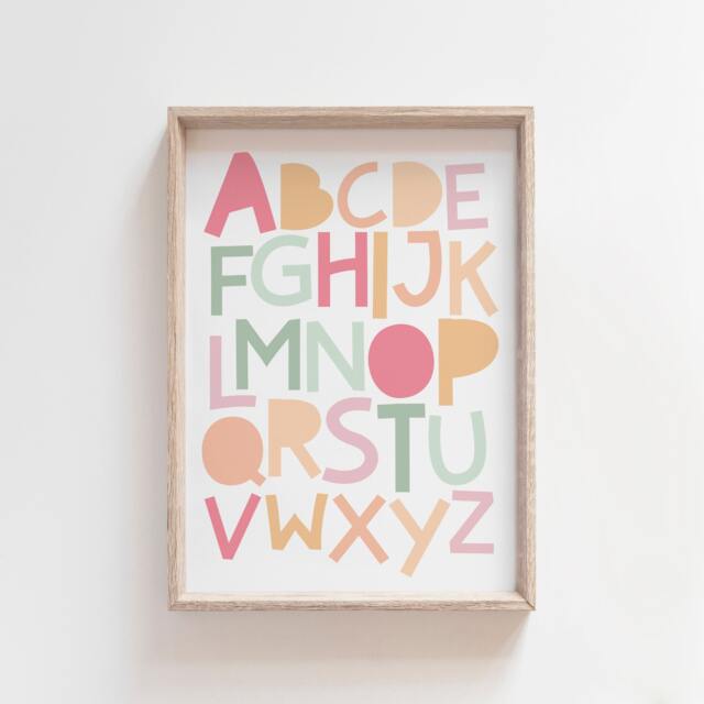 Pastel Alphabet Print, Girls Nursery Prints, Abc Playroom Wall Art, Poster, Kids - image 1