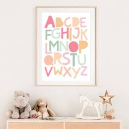 Pastel Alphabet Print, Girls Nursery Prints, Abc Playroom Wall Art, Poster, Kids - thumbnail 2