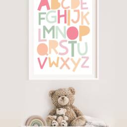 Pastel Alphabet Print, Girls Nursery Prints, Abc Playroom Wall Art, Poster, Kids - thumbnail 3