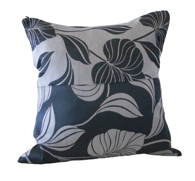 Kuwaha Home Leaf Pattern Decorative Throw Pillow Cover Gray & Black - image 1