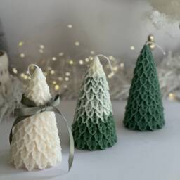 Large Pine Christmas Tree Candle Soy Wax Holiday Decor - thumbnail 3