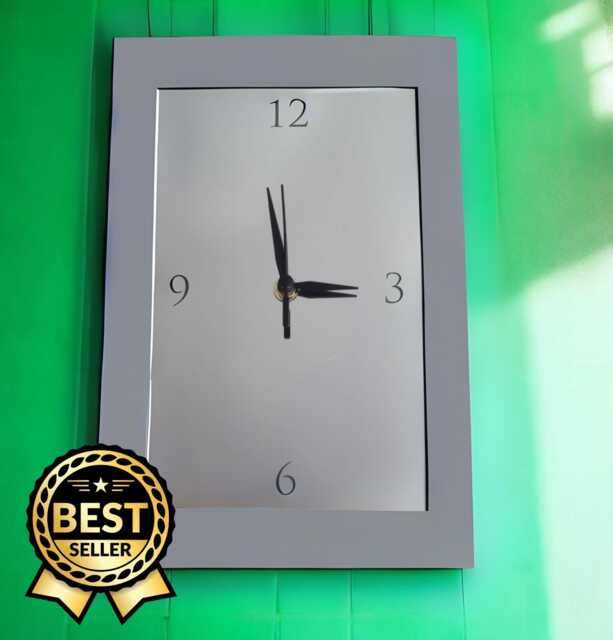 Custom Colour Frame Mirrored Rectangular Clocks - Silent Sweep Movement. Bespoke Sizes & Engravings - image 1