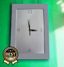 Custom Colour Frame Mirrored Rectangular Clocks - Silent Sweep Movement. Bespoke Sizes & Engravings - thumbnail 1