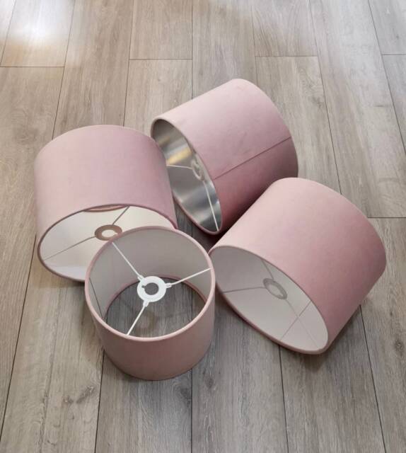 New Hq Modern Blush Pink Soft Velvet Table & Ceiling Lamp Shade Pendant Multi Sizes & Drum, Hexagon, Rounded Square, Tapered - image 1