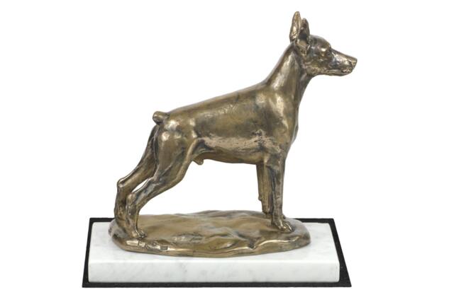 Dobermann, Dog White Marble Base Statue, Limited Edition, Artdog. Made Of Cold Cast Bronze. Perfect Gift. Limited Edition - image 1