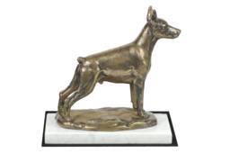 Dobermann, Dog White Marble Base Statue, Limited Edition, Artdog. Made Of Cold Cast Bronze. Perfect Gift. Limited Edition - thumbnail 1