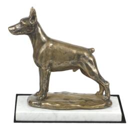 Dobermann, Dog White Marble Base Statue, Limited Edition, Artdog. Made Of Cold Cast Bronze. Perfect Gift. Limited Edition - thumbnail 2
