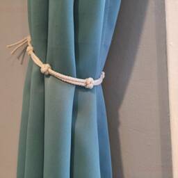 Nautical Knot Curtain Tie-Back Handmade White Cotton Rope, Button Tieback, Door Stop, Nursery Decoration - thumbnail 2