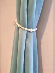 Nautical Knot Curtain Tie-Back Handmade White Cotton Rope, Button Tieback, Door Stop, Nursery Decoration - thumbnail 1