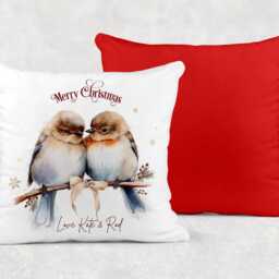 Personalised Christmas Robins Cushion, Ideal Xmas Gift Or Present - thumbnail 2