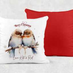Personalised Christmas Robins Cushion, Ideal Xmas Gift Or Present - thumbnail 3