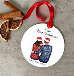 Our First Christmas Ornament 2024, Baby 1st Bauble, Family Decoration, Gift For New Parents, Dad, Mum Acrylic Bauble