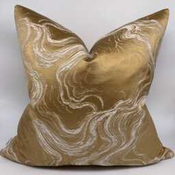 stunning Gold Marble Cushion Cover - Modern Home Accent Handcrafted in The UK Alexis - thumbnail 1
