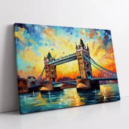 London Bridge Landmark Oil Painting Style Wall Art, Framed Calming Canvas Poster Print Home/Office Room Decor Gifts - thumbnail 2