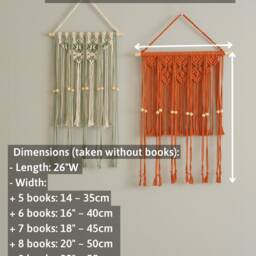 Macrame Bookshelf, Bohemian Book Holder, Wall Hanging, Housewarming Gift, Farmhouse Decor, Modern Kids Bookself H81 - thumbnail 3