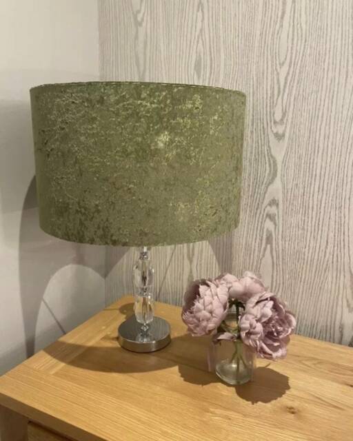 Handmade Lampshade in A Beautiful Olive Green Velvet Fabric, Various Sizes Available, Ceiling Or Table/Floor Lamp Options - image 1