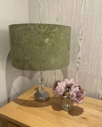 Handmade Lampshade in A Beautiful Olive Green Velvet Fabric, Various Sizes Available, Ceiling Or Table/Floor Lamp Options - thumbnail 1