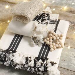 Bath Towels Gift Set, For Christmas, For Mother, , Boho Gift Set, Spa Hammam Christmas Set - thumbnail 3